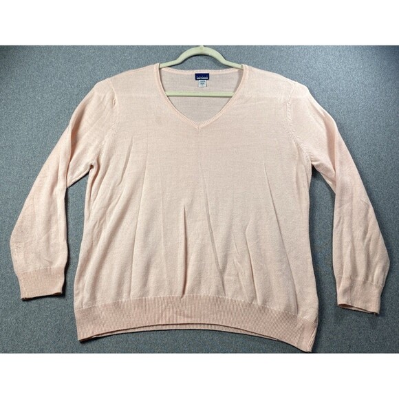 Basic Editions Women Knit V-neck Sweater Size XL Pink - Picture 1 of 3